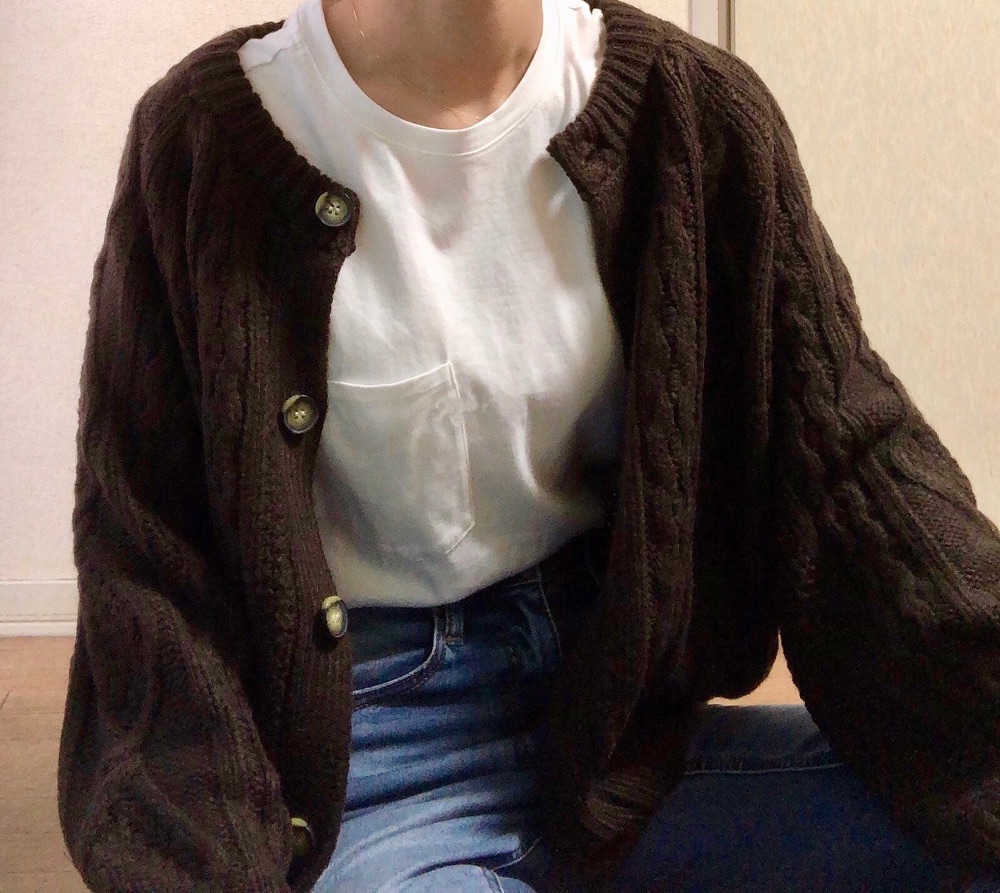 ケーブルコクーンカーディガン