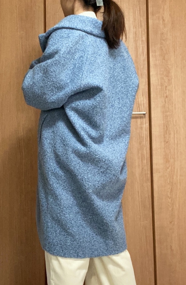 ブークレオーバーサイズチェスターコート着画後ろ