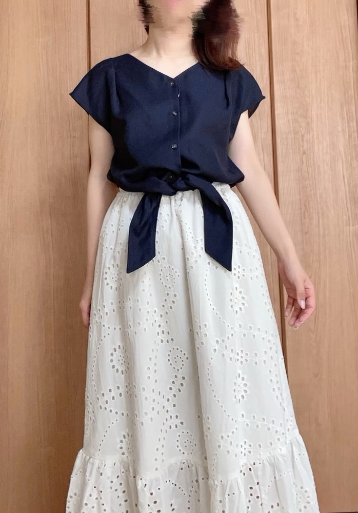 2WAYウエストリボンブラウス着画